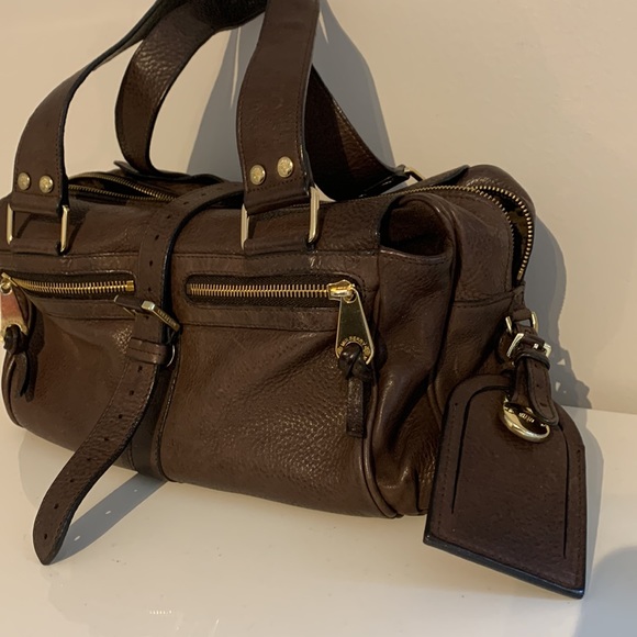 VGUC Mulberry Mabel Chocolate Brown Soft Napa Leather and Suede Shoulder Handbag - Picture 3 of 16